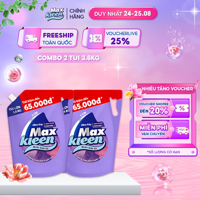 Combo 2 Túi Nước Giặt Xả MaxKleen Hương Nước Hoa Huyền Diệu 3.8kg/Túi - Hàng Việt Tôi Yêu