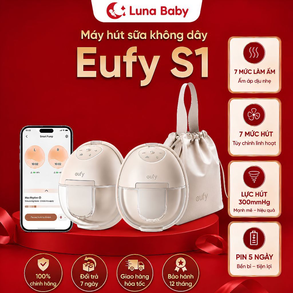 Máy Hút Sữa Eufy S1 Chính Hãng – Công Nghệ Làm Ấm HeatFlow™, Rảnh Tay Tiện Lợi Cho Mẹ Bỉm