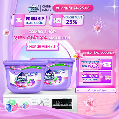 Combo 2 Hộp Viên Giặt Xả MaxKleen Hương Nước Hoa Huyền Diệu/ Dấu Ấn Ngọt Ngào (20 Viên/Hộp)