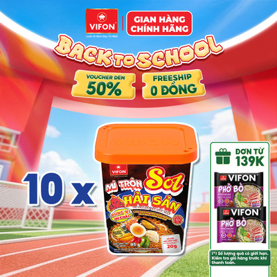 [VOUCHER HOT 10%] Set 10 Ly Mì Trộn SOL Hải Sản/ Gà Cay VIFON 115g - Cay Nhẹ Thơm Ngon, Sợi Dai Thấm Sốt