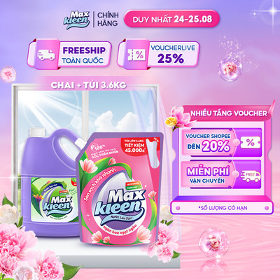 Combo Chai Lau Sàn MaxKleen Ban Mai 3.6kg + Túi Lau Sàn Ngọt ngào 3.6kg