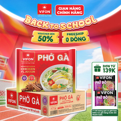 [VOUCHER HOT 10%] Thùng 30 Gói Phở Gà VIFON 65g / Gói