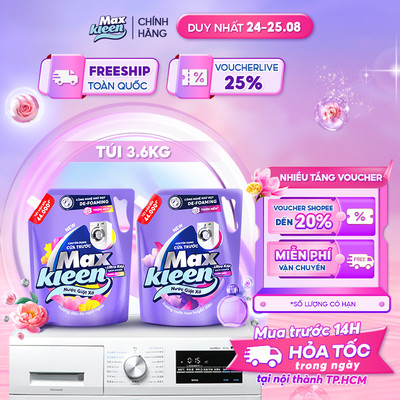 Túi Nước Giặt Xả MaxKleen chuyên dụng Cửa Trước 3.6kg Hương Nước hoa huyền diệu/Dấu ấn ngọt ngào