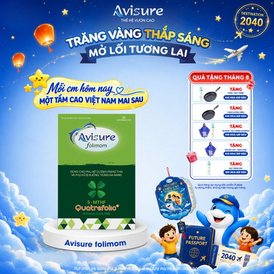 TPBVSK Avisure Folimom 5-MTHF hỗ trợ bổ trứng cho phụ nữ chuẩn bị mang thai hộp 30 viên (che tên)