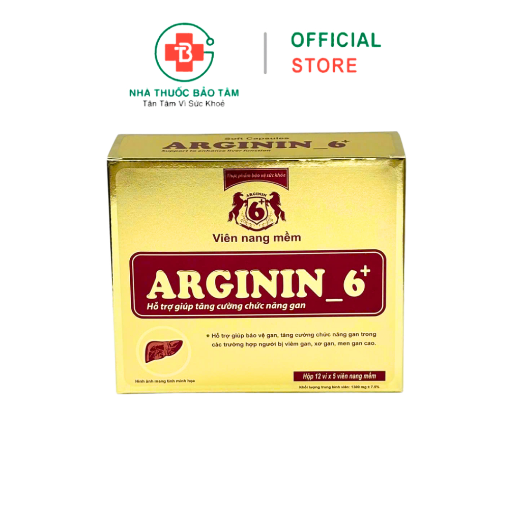 Viên Nang Mềm ARGININ 6+ Hỗ Trợ Tăng Cường Chức Năng Gan, Hỗ Trợ Bảo Vệ Gan - Hộp 60 viên
