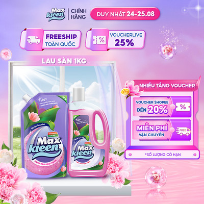 Combo Nước Lau Sàn MaxKleen Hương Ngàn Hoa Ngọt Ngào: Chai 1kg + Túi 1kg
