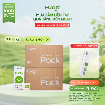 02 Thùng Khăn Giấy Rút Để Bàn Fudo 2 Thùng x 10 Túi x 40 Gói - TissuePack