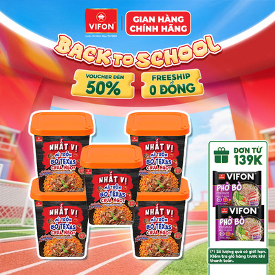 [VOUCHER HOT 10%] Set 5 Ly Mì Trộn Nhất Vị Bò Texas Chua Ngọt/ Cua Xốt Kem VIFON Ly 115g - Sợi Mì Dai Ngon, Đậm Vị