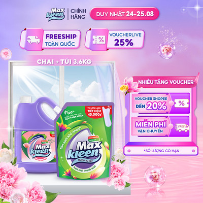 Combo Chai Lau Sàn MaxKleen Ngọt ngào 3.6kg + Túi Lau Sàn Ban mai 3.6kg
