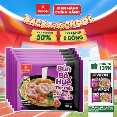 [VOUCHER HOT 10%] Set 5/ Set 10 Gói Bún Thịt Thật Bún Bò Huế/ Bún Sườn Cay VIFON 90gr/gói