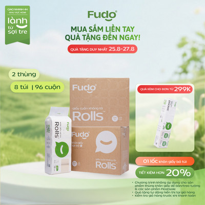 02 Thùng Giấy Cuộn Không Lõi Fudo - TissueRolls - 8 Túi x 96 Cuộn