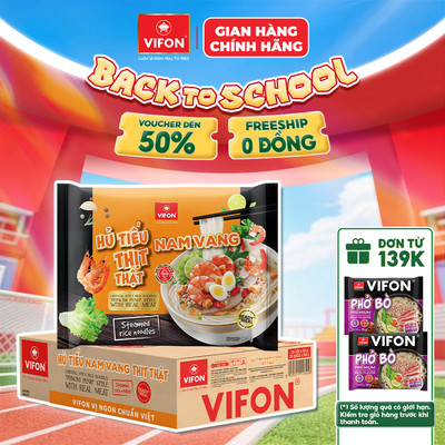 [VOUCHER HOT 10%] Thùng 20 Gói Hủ Tiếu Thịt Thật Hủ Tiếu Nam Vang/ Hủ Tiếu Sườn Heo VIFON 90gr/gói