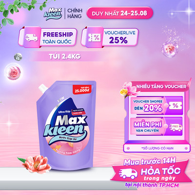 Túi Nước Giặt Xả MaxKleen Hương Hoa Nắng 2,4kg