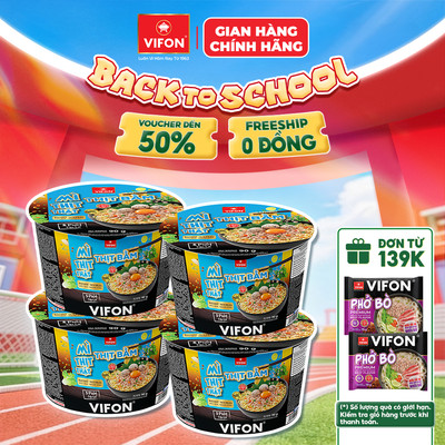 [VOUCHER HOT 10%] Set 4 Tô Mì Thịt Thật Thịt Bằm/ Mì Riêu Cua/ Mì Bò Cay 90gr/ Tô, Có Gói Thịt Thật, Tiện Lợi