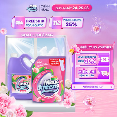 Combo Chai Lau Sàn 3.6kg + Túi Lau Sàn 3.6kg MaxKleen Ngàn hoa ngọt ngào