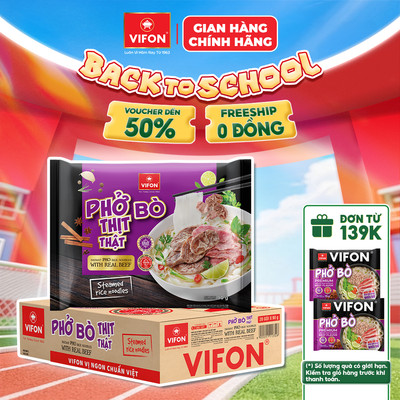 [Deal Sốc 50%] Thùng 20 Gói Phở Thịt Thật VIFON 90g (Vị Bò / Gà) Có Gói Thịt Nguyên Chất 24g Cao Cấp