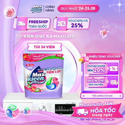 Túi Viên Giặt Xả MaxKleen Hương Ngày Thư Thái (34 Viên)
