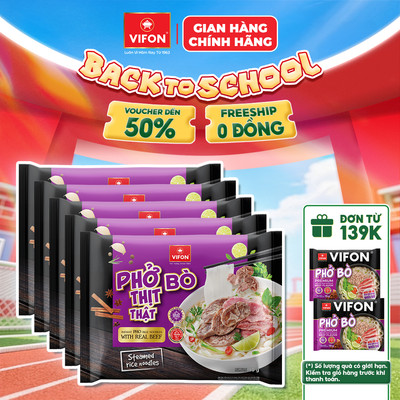 [VOUCHER HOT10%] Set 5 Gói Phở Thịt Thật Bò/Gà VIFON - Sợi Dai Ngon, Đầy Đủ Dinh Dưỡng, 90g/Gói