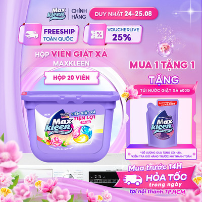 [Mới] Hộp Viên Giặt Xả MaxKleen Hương Dấu Ấn Ngọt Ngào 20 viên