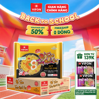 [VOUCHER HOT 10%] Thùng 24 gói Mì Nấu Mì Trộn Trứng Muối Cay VIFON 105g/Gói