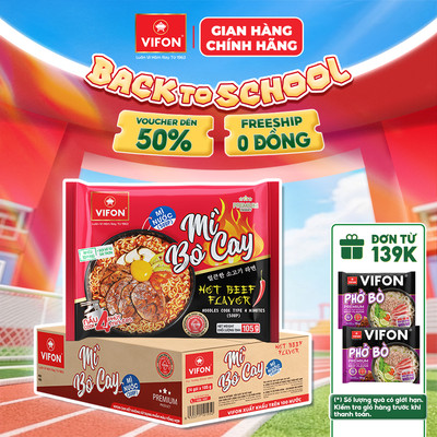 [VOUCHER HOT 10%] Thùng 24 gói Mì Nấu Mì Bò Cay VIFON 105g/gói