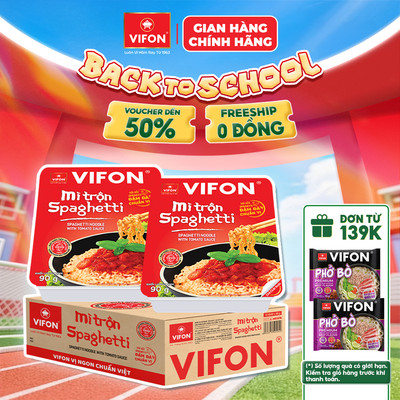 [VOUCHER HOT 10%] Thùng 18 Khay Mì trộn Spaghetti VIFON 90g / Khay