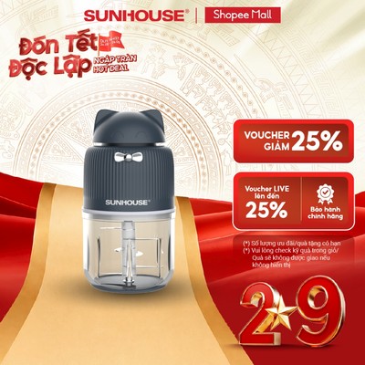 Máy xay thịt mini Sunhouse SHD5401 - Công suất 250W mạnh mẽ - Lưỡi dao 6 cánh sắc bén - Cối chịu nhiệt tới 70 độ C