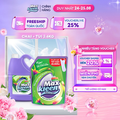 Combo Chai Lau Sàn 3.6kg + Túi Lau Sàn 3.6kg MaxKleen Ban mai thanh mát