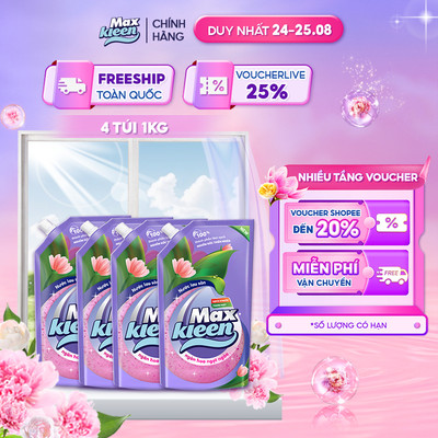 Combo 4 Túi Nước Lau Sàn Ngàn Hoa Ngọt Ngào MaxKleen (1Kg/túi)