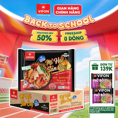 [VOUCHER HOT 10%] Thùng 24 gói Mì Nấu Mì Hải Sản Cay VIFON 105g / Gói