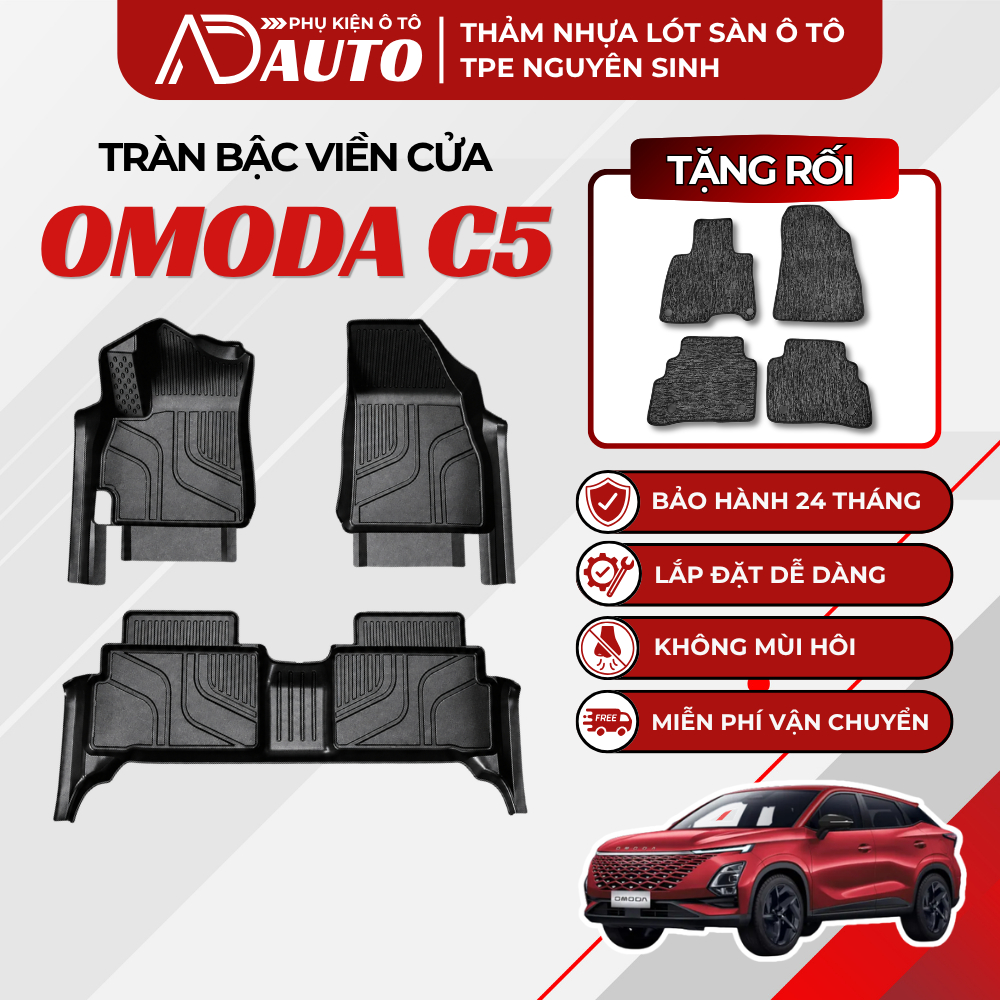[TẶNG RỐI] Thảm Lót Sàn Ô Tô OMODA C5, Thảm Lót Sàn AD AUTO Đúc Khuôn Nhựa Tpe Cao Cấp, An Toàn, Bền
