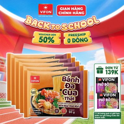 [VOUCHER HOT 10%] Set 5/ Set 10 Gói Bánh Đa Cua Thật VIFON 90gr – Có Riêu Cua Thật, Đậm Vị Hải Phòng