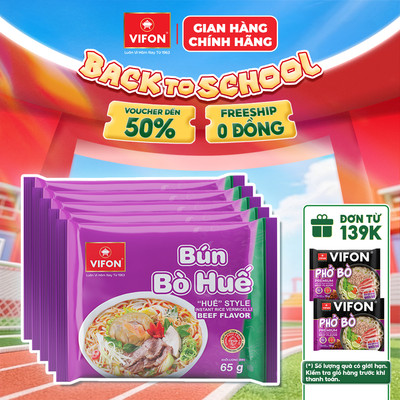 [VOUCHER HOT 10%] Set 5 Gói Bún Bò Huế/Bún Giò Heo/Bún Tôm VIFON - Thơm Ngon Truyền Thống, 65g/Gói