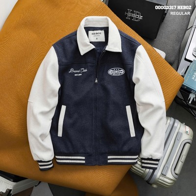 Áo khoác nam HEBOZ varsity brand club 2M chất dạ nỉ có lót dù - 00003317