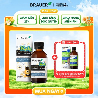 Brauer Chesty Cough Giảm Ho Có Đờm Dạng Lỏng cho bé 2 tuổi trở lên (100ml) mẫu cũ