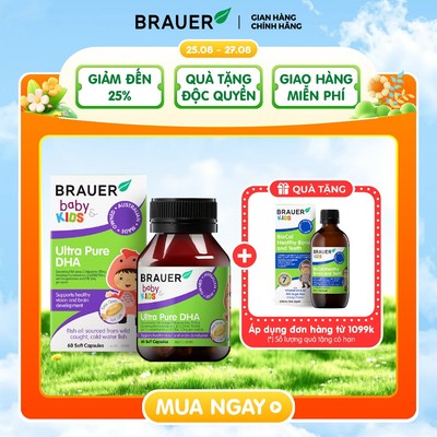 Vitamin BRAUER Ultra Pure DHA - Bổ sung DHA tinh khiết cho trẻ từ 7 tháng (60 viên nang)