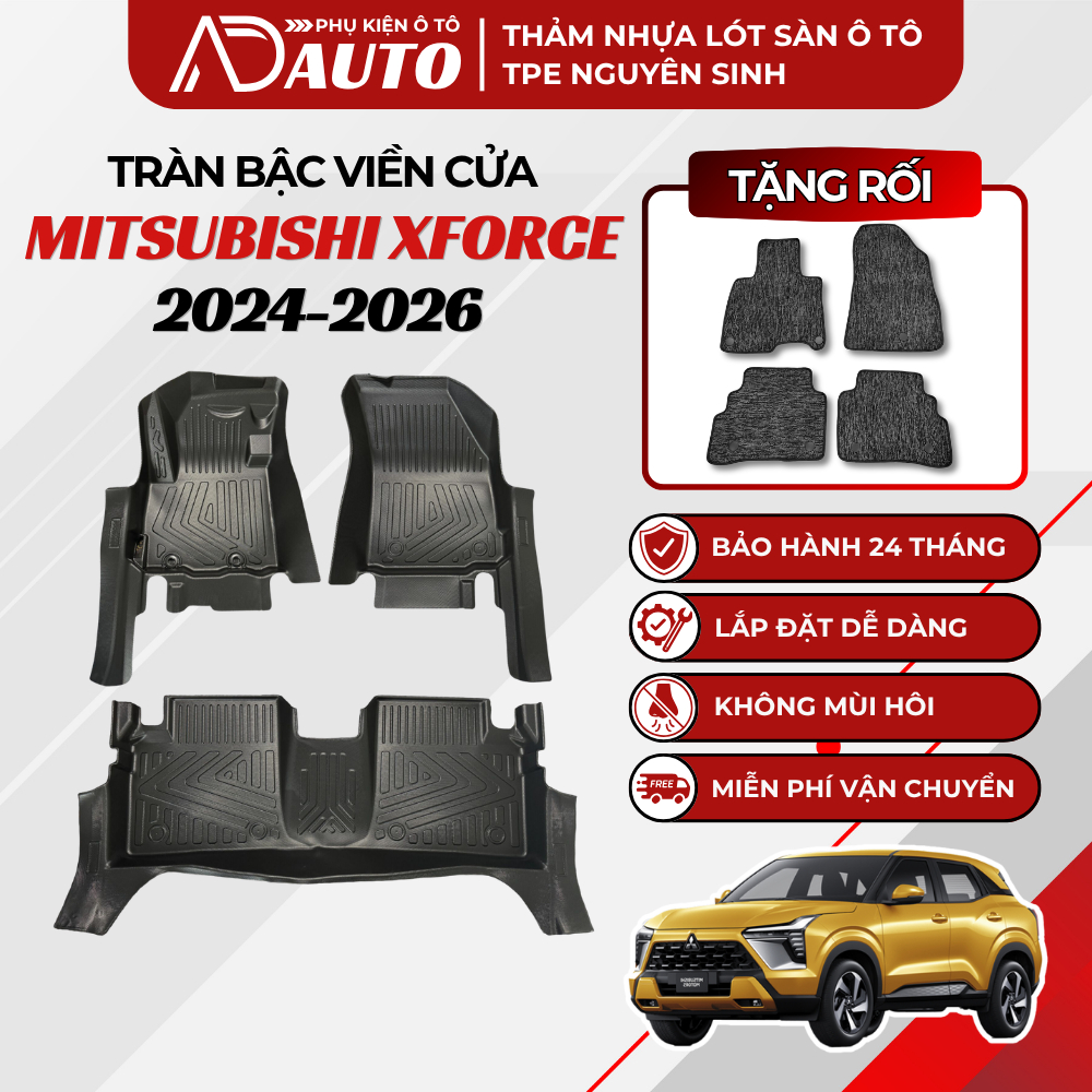 [TẶNG RỐI] Thảm Lót Sàn Ô Tô MITSUBISHI XFORCE 2024-2026, Thảm Lót Sàn AD AUTO Đúc Khuôn Nhựa Tpe Ca