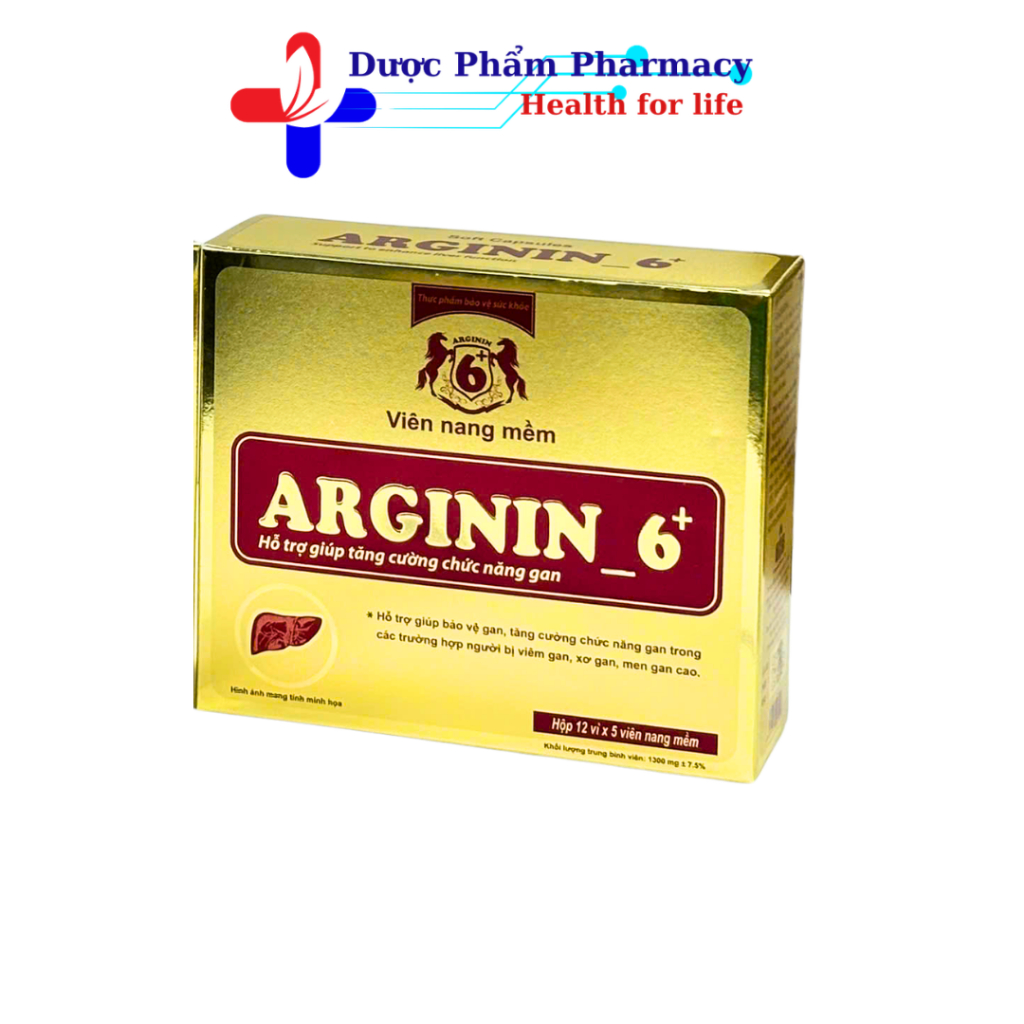 Viên Bổ Sung  ARGININ 6+ Hỗ Trợ Bảo Vệ Gan, Hộp 60 Viên
