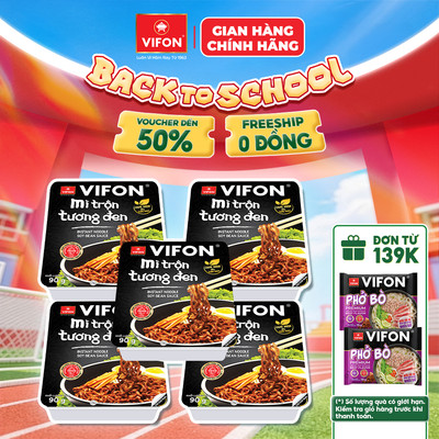 [VOUCHER HOT 10%] Set 5 Khay Mì Trộn Tương Đen/ Bò Sa tế/ Hải Sản/ Spaghetti/ Pad Thái/Tôm Chua Cay Thái VIFON 90gr