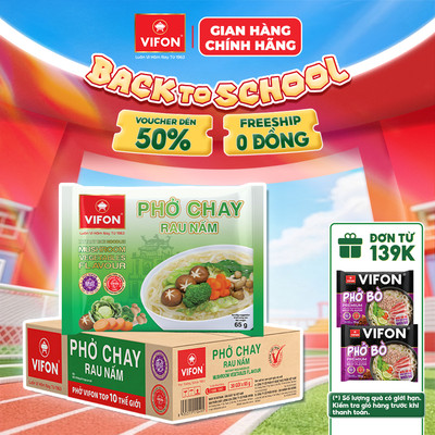 [VOUCHER HOT 10%] Thùng 30 gói Phở Chay Rau Nấm VIFON 65g / Gói