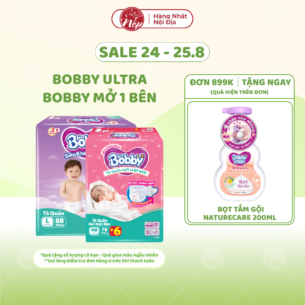 Tã Bỉm quần Mở Một Bên Bobby / Bobby Siêu khô thoáng Ultra+ - Hàng chính hãng - nepshop1