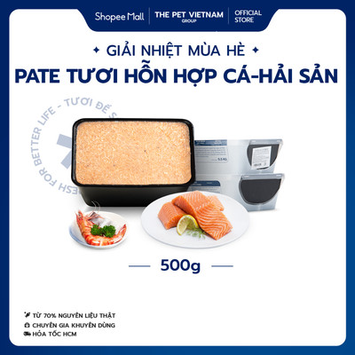 Chỉ Giao Hỏa Tốc | Pate Tươi Hỗn Hợp Cá & Hải Sản Cho Chó Mèo The Pet Viet Nam 500g - Giàu Omega 3