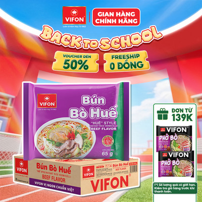 [VOUCHER HOT 10%] Thùng 30 Gói Bún Bò Huế VIFON 65g Sợi Bún Gạo Dai Mềm Nước Dùng Đậm Đà Chuẩn Vị Cố Đô
