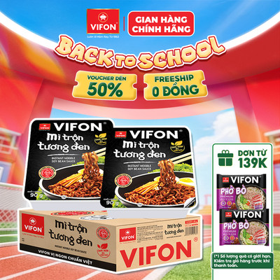 [VOUCHER HOT 10%] Thùng 18 khay Mì Tôm Mì Trộn Tương Đen VIFON 90g / Khay
