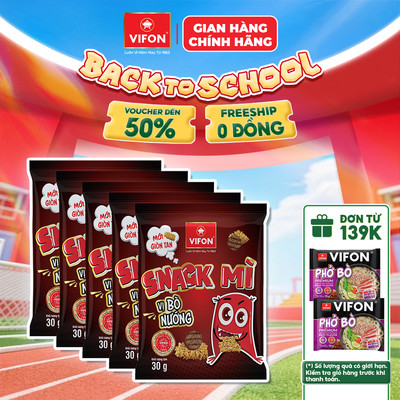 [VOUCHER HOT 10%] Set 5 Gói Snack Mì Vị Bò Nướng/Hải Sản/Phô Mai VIFON - Đậm Đà, Giòn Xốp, 30g/Gói