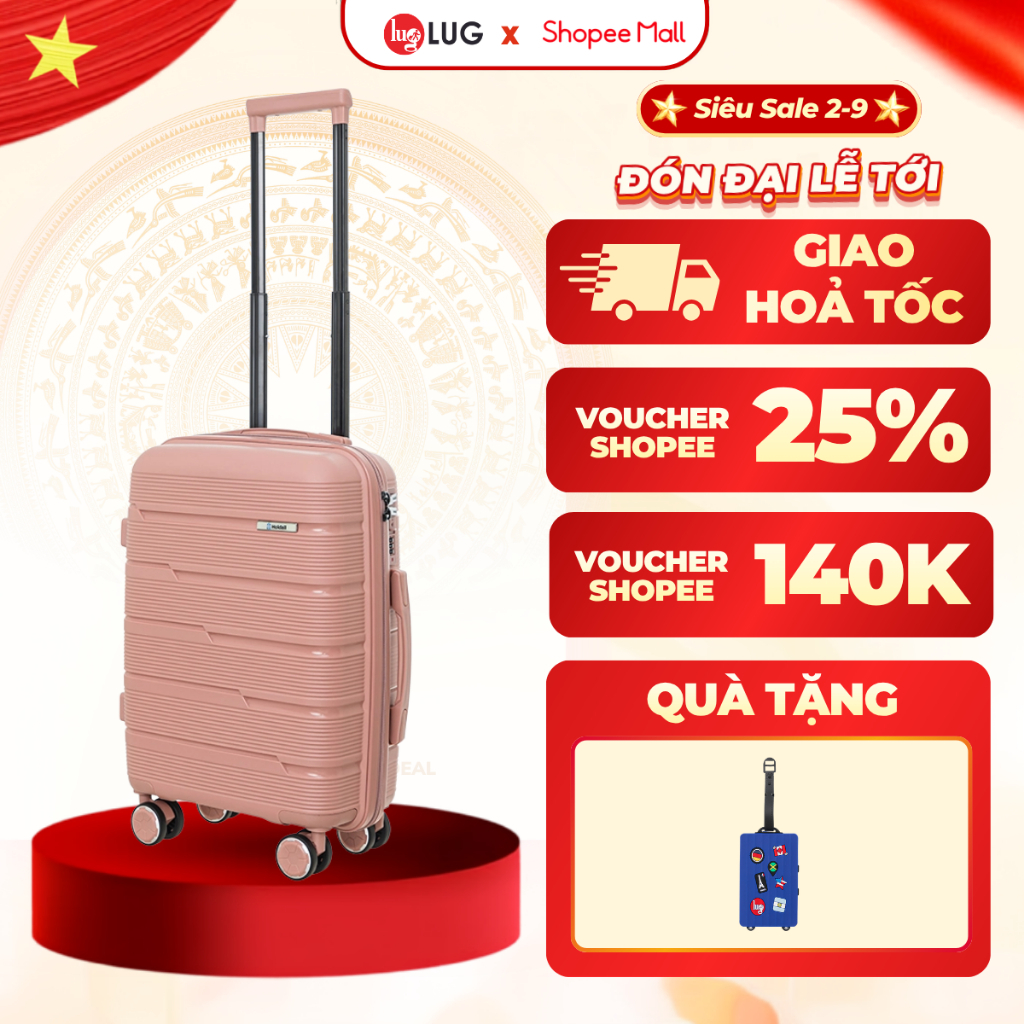 [LUG x KOL] Vali Kéo LUG Holdall MP809 - Size 20 - Nhựa PP chống bể vỡ, Khoá Số Bảo Mật An Toàn