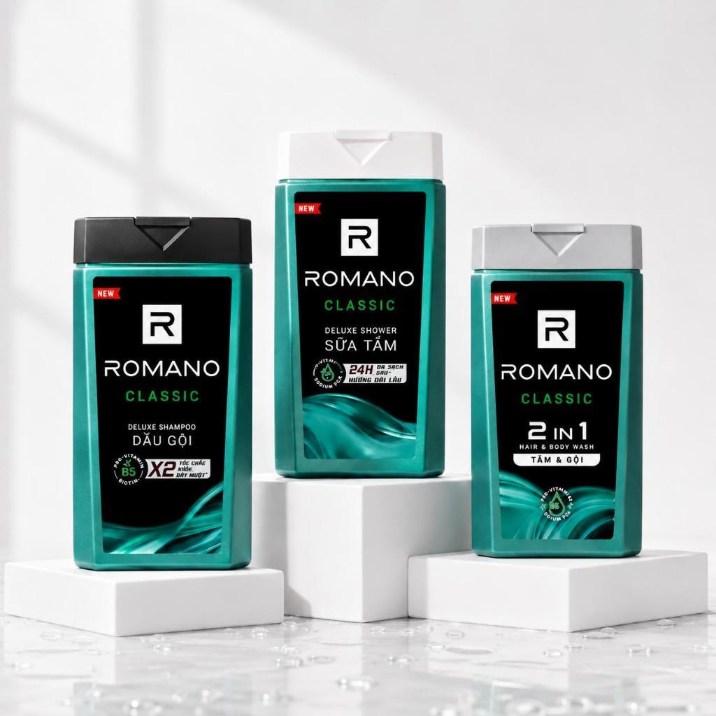 Tắm gội ROMANO Classic 2in1 180g | Dầu gội | Sữa tắm nam Classic Deluxe 180g / 650g