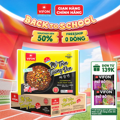 [VOUCHER HOT 10%] Thùng 24 gói Mì Nấu Mì Trộn tương đen VIFON 110gr/ gói sợi to dai giòn vị cay bùng nổ
