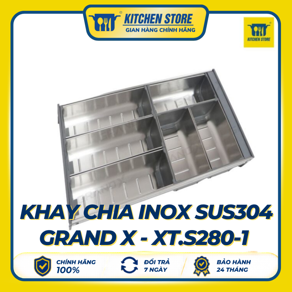 Khay Chia Thìa Nĩa GRAND X XT.S280-1 XT.S380-1 XT.S535-1 Inox SUS304 Đa Năng Tủ Bếp Kitchen Store