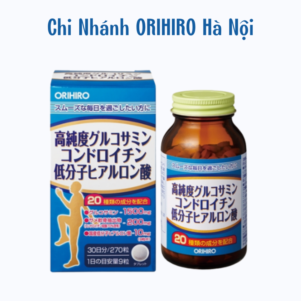 Viên uống bổ xương khớp tổng hợp Glucosamine và Chondroitin Orihiro 270 viên